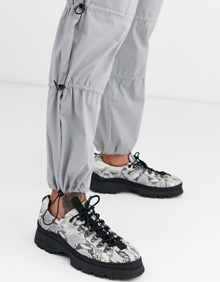 ASOS DESIGN cargo trousers with ruched leg details in grey
