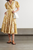 Thumbnail for your product : Ulla Johnson Magdalena Belted Tiered Tie-dyed Cotton Midi Dress