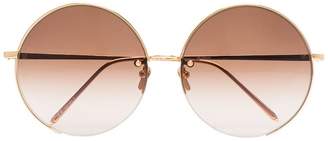 Linda Farrow gold and brown 343 C6 round Sunglasses