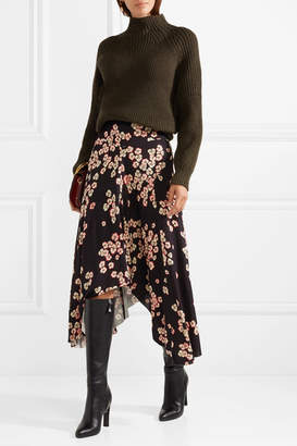 Isabel Marant Dracen Asymmetric Floral-print Stretch-jersey Midi Skirt - Dark purple