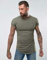 Thumbnail for your product : SikSilk Muscle T-Shirt In Khaki With Rolled Sleeves