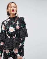 Thumbnail for your product : ASOS Tall TALL Mixed Print Deconstructed Tea Dress with Open Back