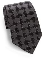 Thumbnail for your product : Armani Collezioni Slanted Cube Print Silk Tie