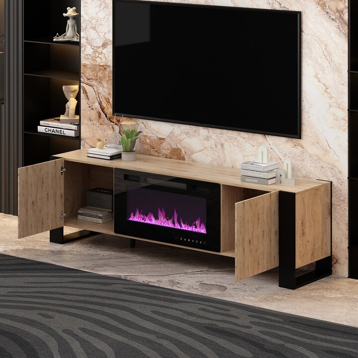 Kerrogee Luxurious TV Stand & Fireplace Combo Integrated LED Fireplace