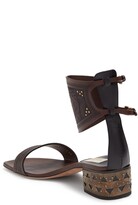 Thumbnail for your product : Valentino Embellished Leather Ankle Cuff Block Heel Sandal