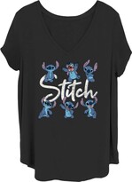 Thumbnail for your product : Disney Women's Lilo & Stitch Stitch Poses Junior's Plus Short Sleeve Tee Shirt