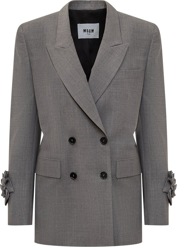 MSGM Floral-Appliqué Logo Patch Blazer