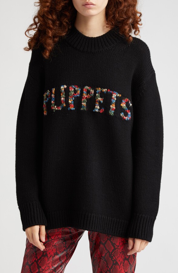 Puppets and Puppets Logo Embroidered Wool Blend Sweater ShopStyle