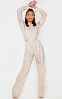 Thumbnail for your product : Zero Gold Metallic Long Sleeve Tie Waist Jumpsuit