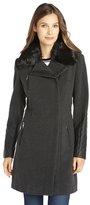 Thumbnail for your product : Marc New York 1609 Marc New York charocal wool blend faux fur collar 'Paula' coat