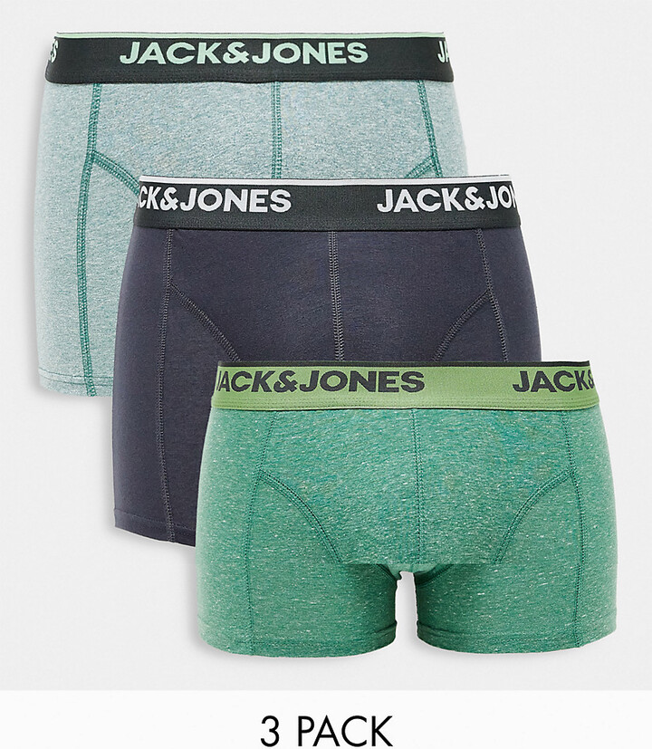 Jack and Jones 3 pack trunks with print in black and navy - ShopStyle Boxers