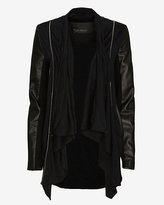 Thumbnail for your product : Yigal Azrouel Leather Sleeve Jersey Cardigan