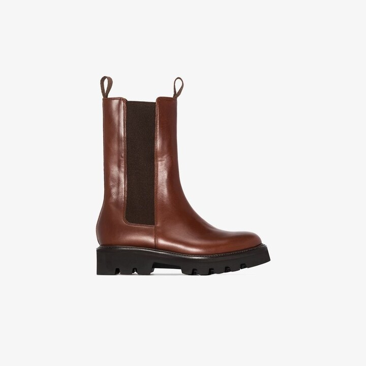 Grenson Brown Doris High Leather Chelsea Boots ShopStyle