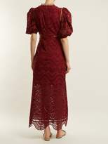 Thumbnail for your product : Zimmermann Jaya Wave Cotton Dress - Womens - Burgundy