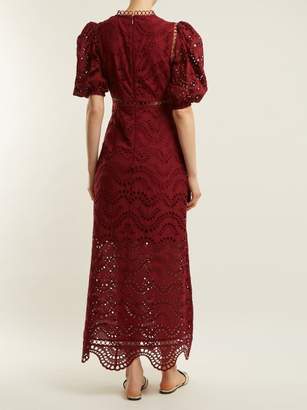 Zimmermann Jaya Wave Cotton Dress - Womens - Burgundy