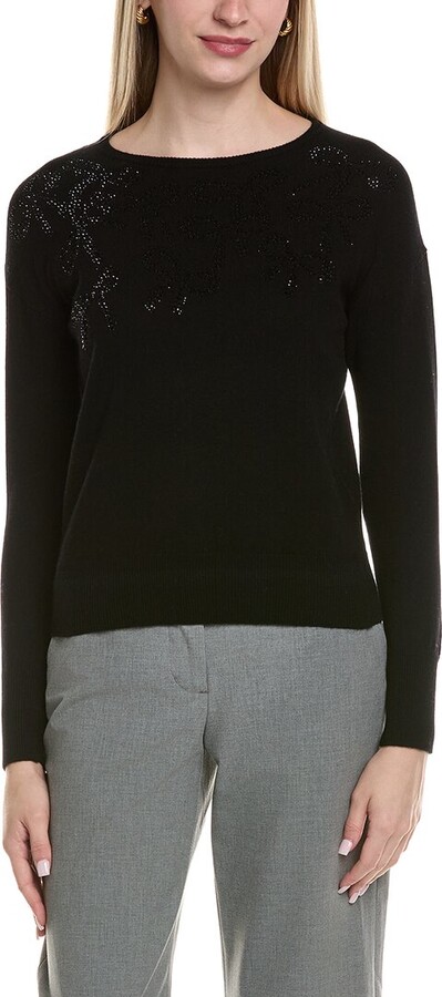 Sofia Cashmere Sofiacashmere Bow Embellishment Wool & Cashmere-Blend Sweater