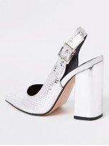 Thumbnail for your product : River Island Metallic Slingback Heel Shoe - Silver