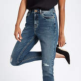 Thumbnail for your product : River Island Petite blue Original mid rise skinny jeans