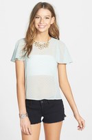 Thumbnail for your product : Elodie Sheer Ruffle Sleeve Top (Juniors)