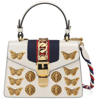 Gucci Sylvie Small Top-Handle Satchel Bag with Animal Embellishments