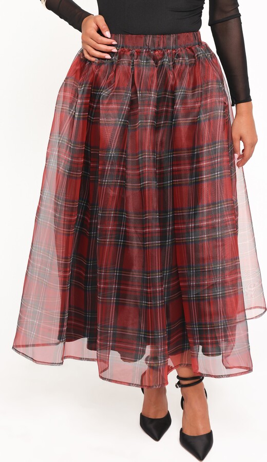 Petal & Pup Bonita Plaid A-Line Midi Skirt