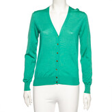 Green Knit Button Front Cardigan S 
