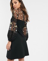 Thumbnail for your product : French Connection embroidered volume sleeeve mini dress