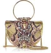 Thumbnail for your product : BRIGITTE Gedebe Mini Pink Gold Python Clutch w/Crystals and Chain Strap