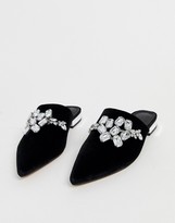 Thumbnail for your product : ASOS DESIGN Wide Fit Verona embellished flat shoes in black