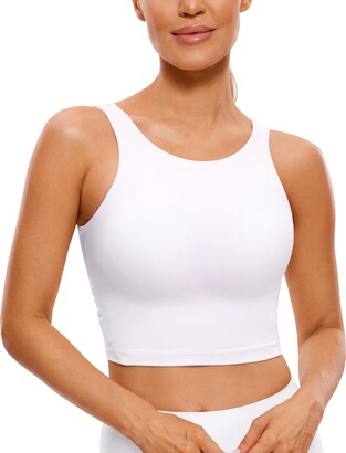 AngiMelo Womens Longline Sports Bra Square Neck Workout Tops Support Crop  Tank Strappy Yoga Top Built In Bra Teens at  Women's Clothing store