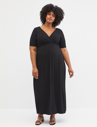 Motherhood Maternity Plus Size Tie Back Maternity Dress-Solid Black-1X