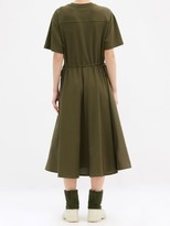 Thumbnail for your product : Moncler Drawstring-waist Cotton T-shirt Dress - Khaki
