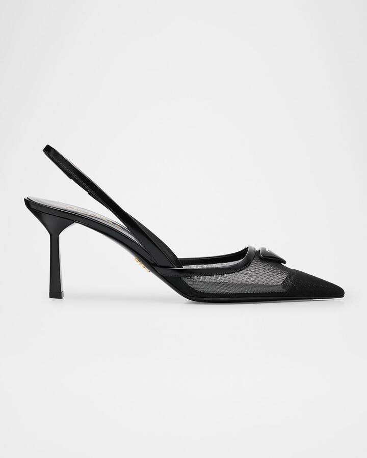 Prada Rete Nylon Mesh Slingback Pumps