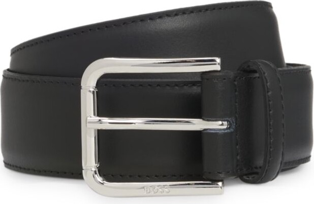 Italian-leather belt with pin buckle