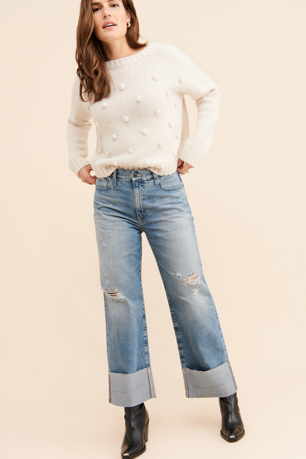 wide leg cuffed pants