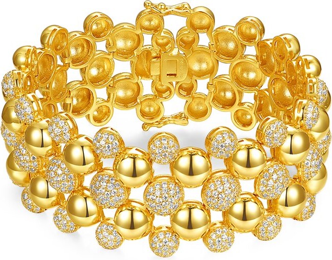 Rachel Glauber 14K Plated Medallion Mesh Link Bracelet