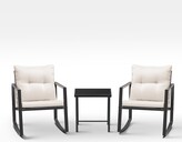 Thumbnail for your product : Lacoo 3 Piece Rocking Bistro Set Wicker Patio with Glass Coffee Table