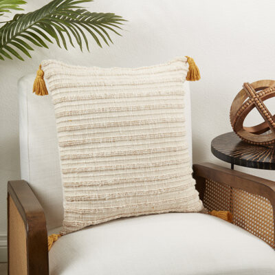 Saro Timeless Texture Striped Woven Poly Filled Throw Pillow