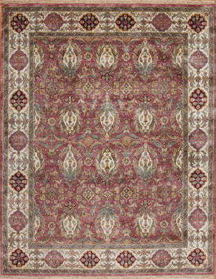 Samad Rugs Silver Screen Oriental Hand-Knotted Wool Mahogany/Ivory Area Rug