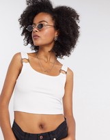 Thumbnail for your product : Weekday Piera metal ring tank top in white
