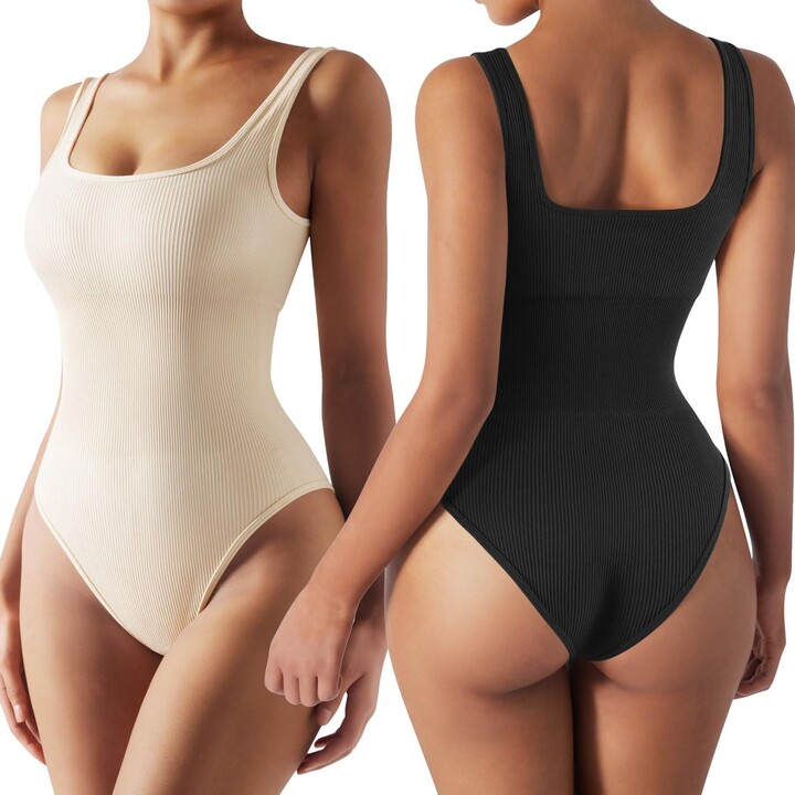 Leoparts Strapless Bodysuit for Women Ribbed Off Shoulder Thong Body Shaper  Tummy Control Shapewear Leotard at  Women's Clothing store