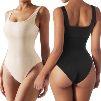 Buy Popilush Lace Shapewear Bodysuit Women Tummy Control Backless Tank Tops  V Neck Body Suit Thongs