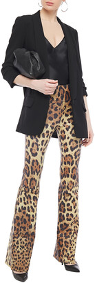 Sprwmn Leopard-print Stretch-leather Flared Pants