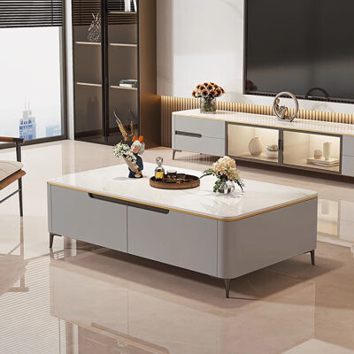 Wu's StylishVault Rectangular rock plate end table