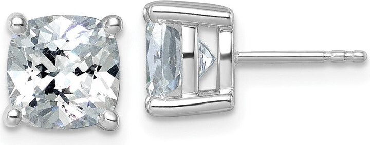 Diamond2Deal 14k White Gold 5 ctw Cushion Cut Lab Grown Diamond Stud Earrings