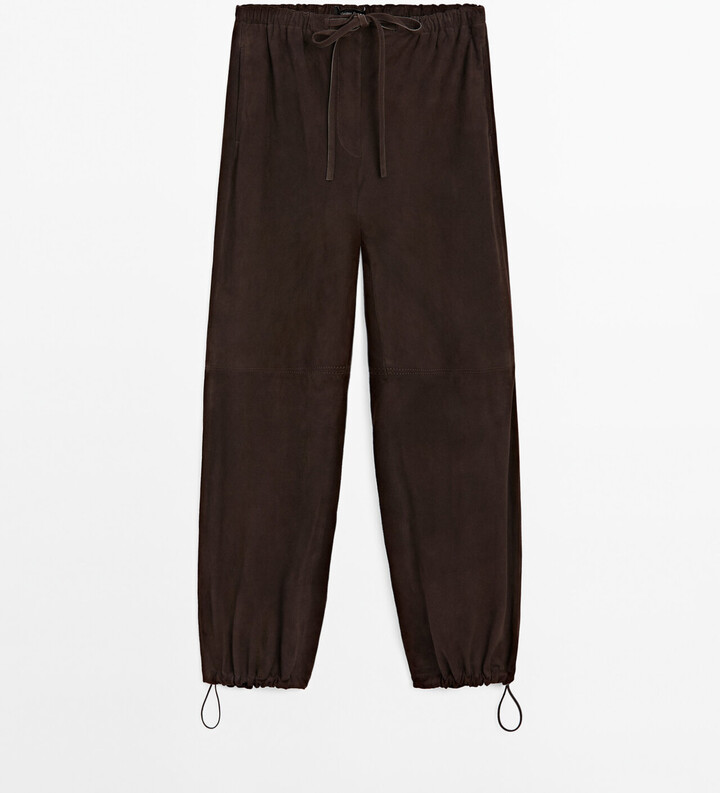 Massimo Dutti Suede Leather Parachute Trousers ShopStyle