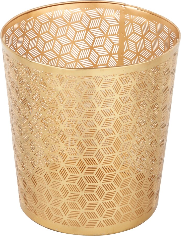 CosmoLiving by Cosmopolitan Gold Metal Glam Small Waste Bin, 10 " x 9 " x 9  " - ShopStyle