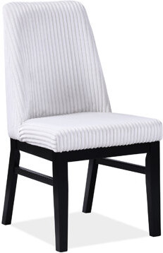 Hokku Designs 2pc Dining Chairs With Upholstered Seat And Back White Textured Fabric High Back Cushion Black Finish Wood Legs Of 2 Modern Side Chairs Cushioned