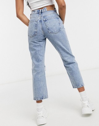 Topshop Petite Editor straight leg jeans in bleach wash - ShopStyle