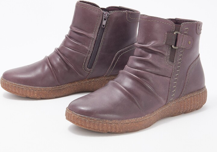 As Is Clarks Collection Leather RouchedAnkle Boots-Caroline